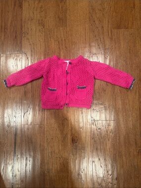 Maggie & Zoe Hot Pink Knit Cardigan with Front Pockets